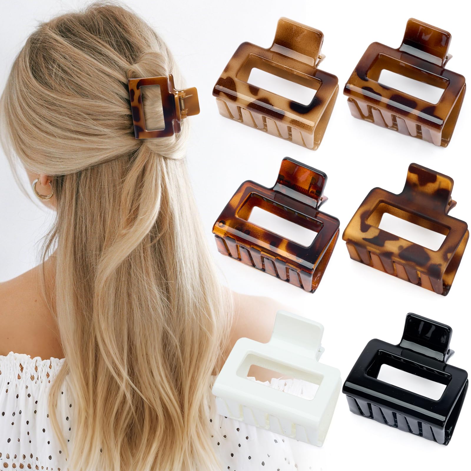8 Pcs Mini Hair Claw Clips Non-Slip Acrylic Jaw Clips for Half-Up Styles 12 PCS Small Hair Claw Clips for Women and Girls - Neutral  main image 3