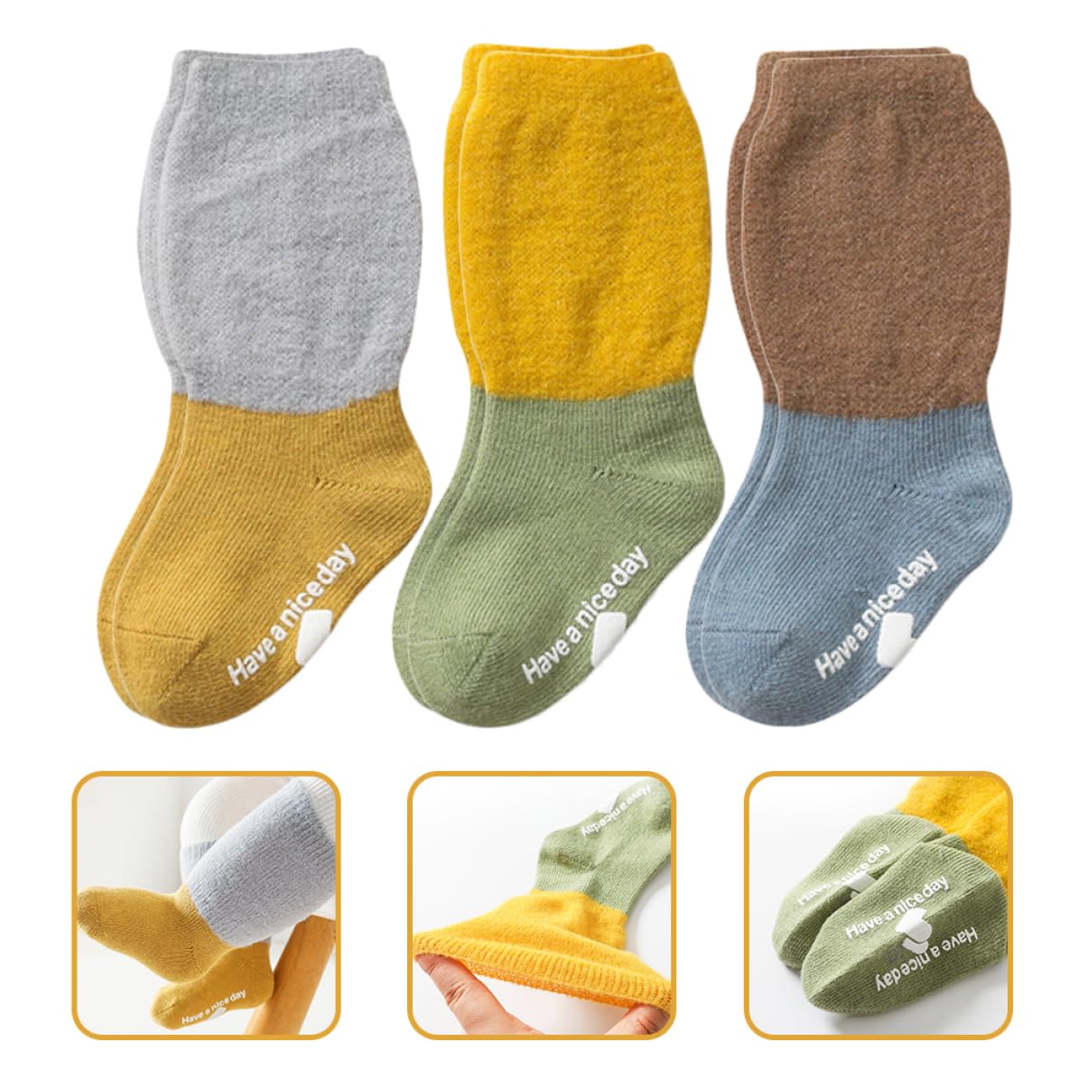 GALPADA 15paare Rutschfeste Socken Für Kleinkinder Warme Und Bequeme Socken Mit Grips Für Laufen Und Krabbeln Für Monate Alte Jungen Und Mädchen Sockenlänge