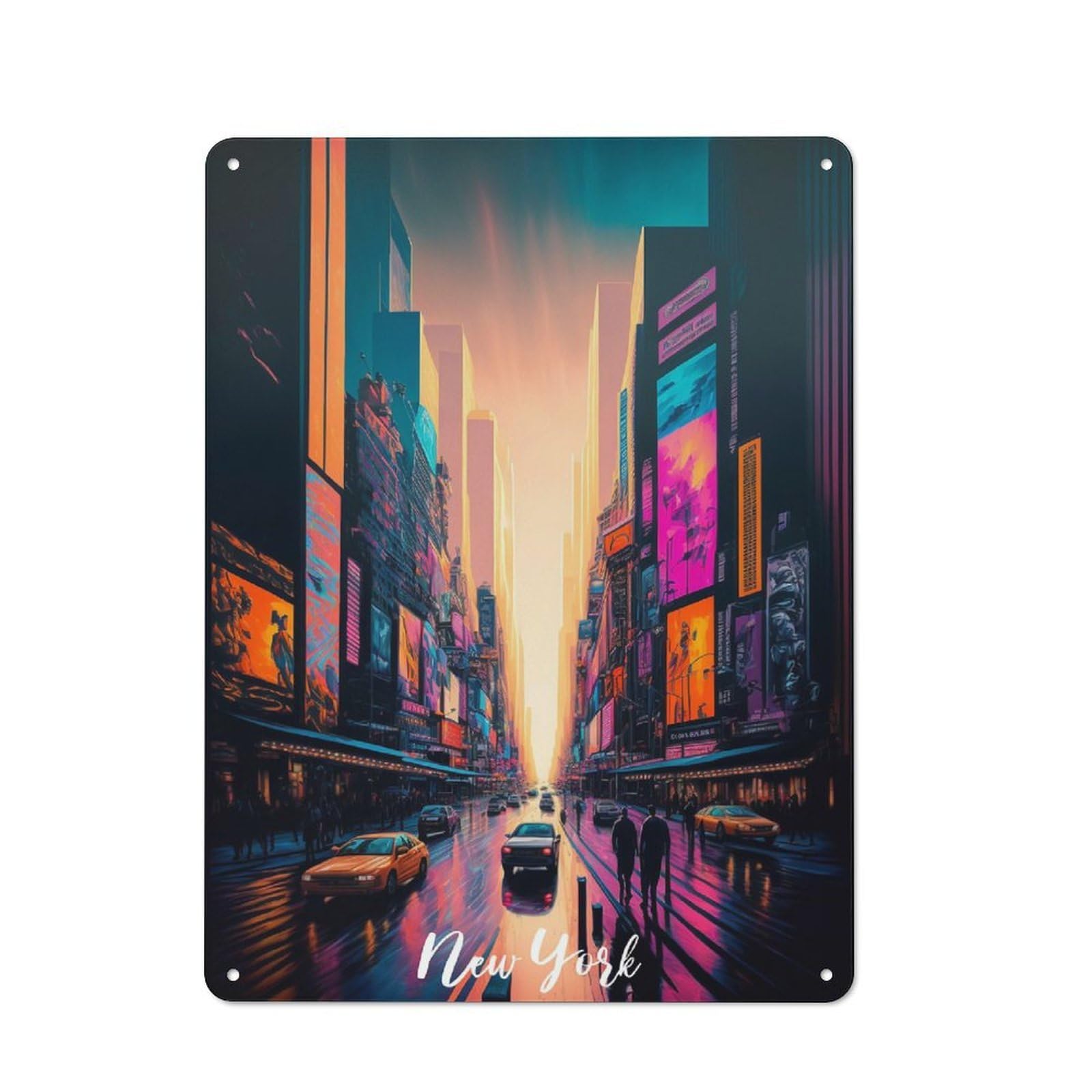 Junmoney New York Times Square Retro Tin Wall Plaque 40X30cm For Garage Or Workshop, A Metal Wall Feature For Garages And Tool Rooms