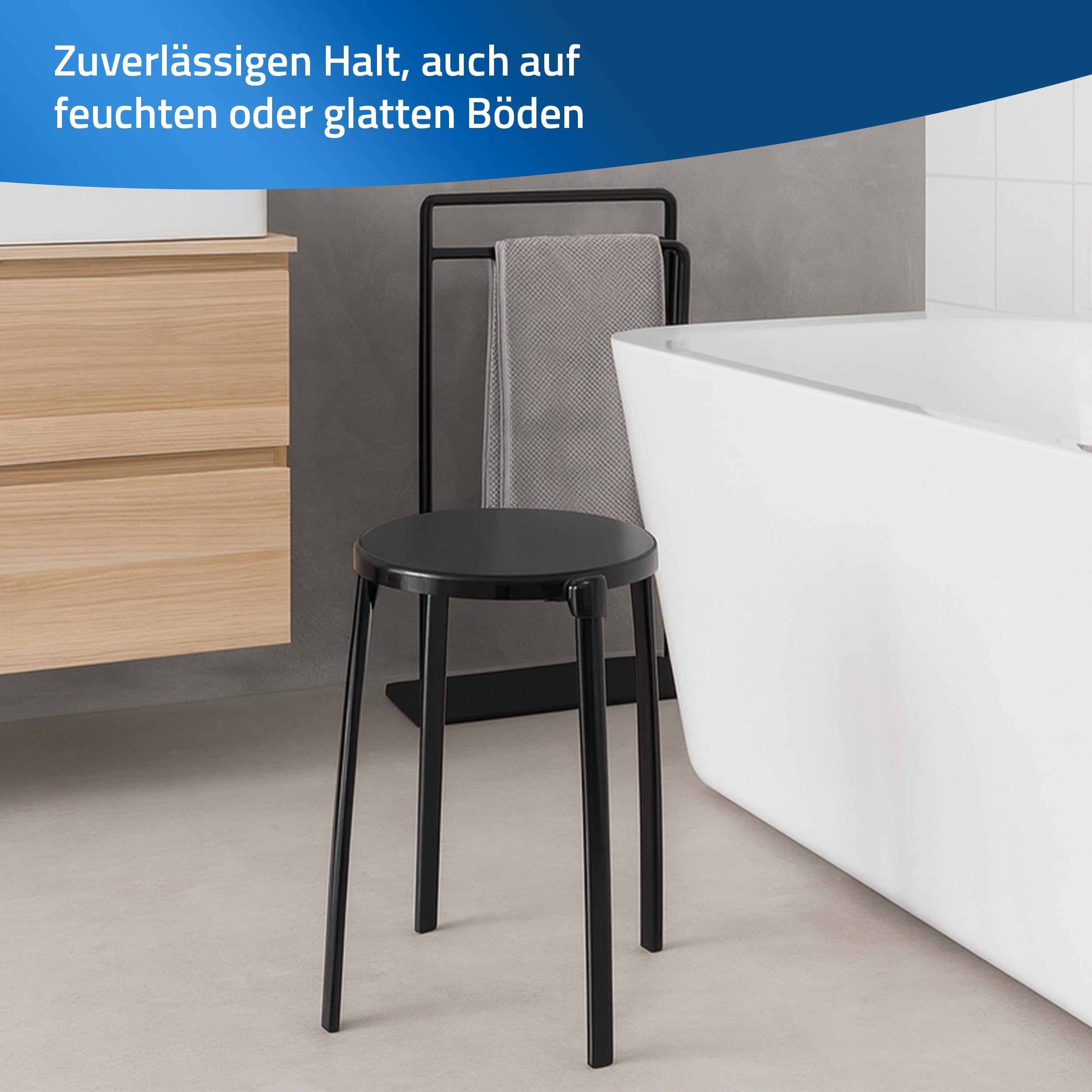 RIDDER Sgabello da bagno Max, rotondo, nero
