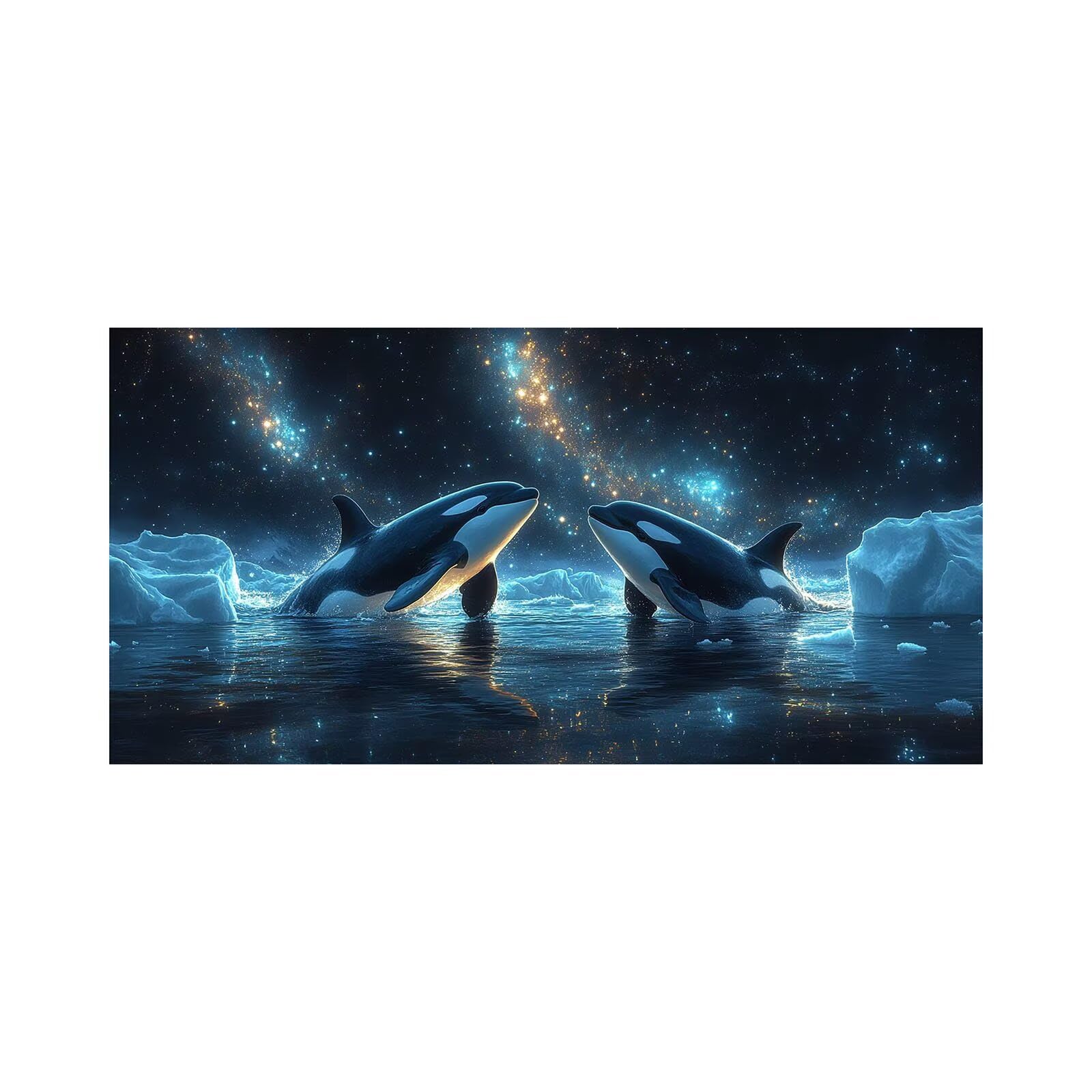 Killer Whales diamentowe zestawy artystyczne dla dorosłych zima malarstwo diamentowe, kryształowa sztuka haft krzyżykowy zestaw do haftowania 61 x 112 cm DIY malowanie według numerów z kolorowymi