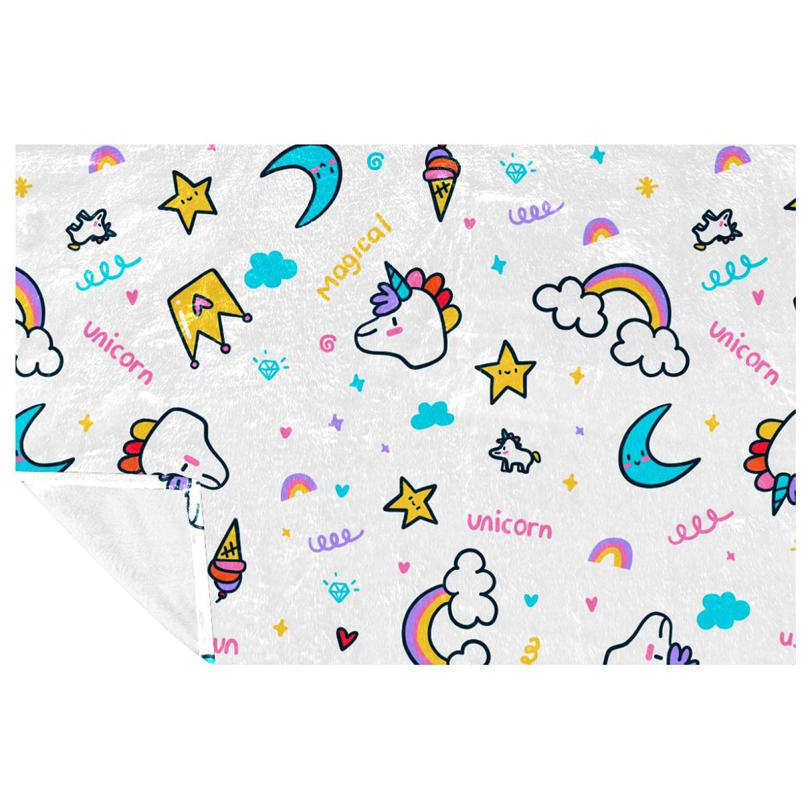Couverture magique motif licorne et nuage pour des nuits douillettes