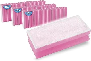 HypaFol Schwamm WC & Sanitär rot-weiß 30 Stück I Sanfter Putzschwamm empfindliche Oberflächen I Reinigungsschwamm für Toiletten, Urinale, WC-Fliesen I XL Fliesen-Schwamm mit 5mm Scheuerseite
