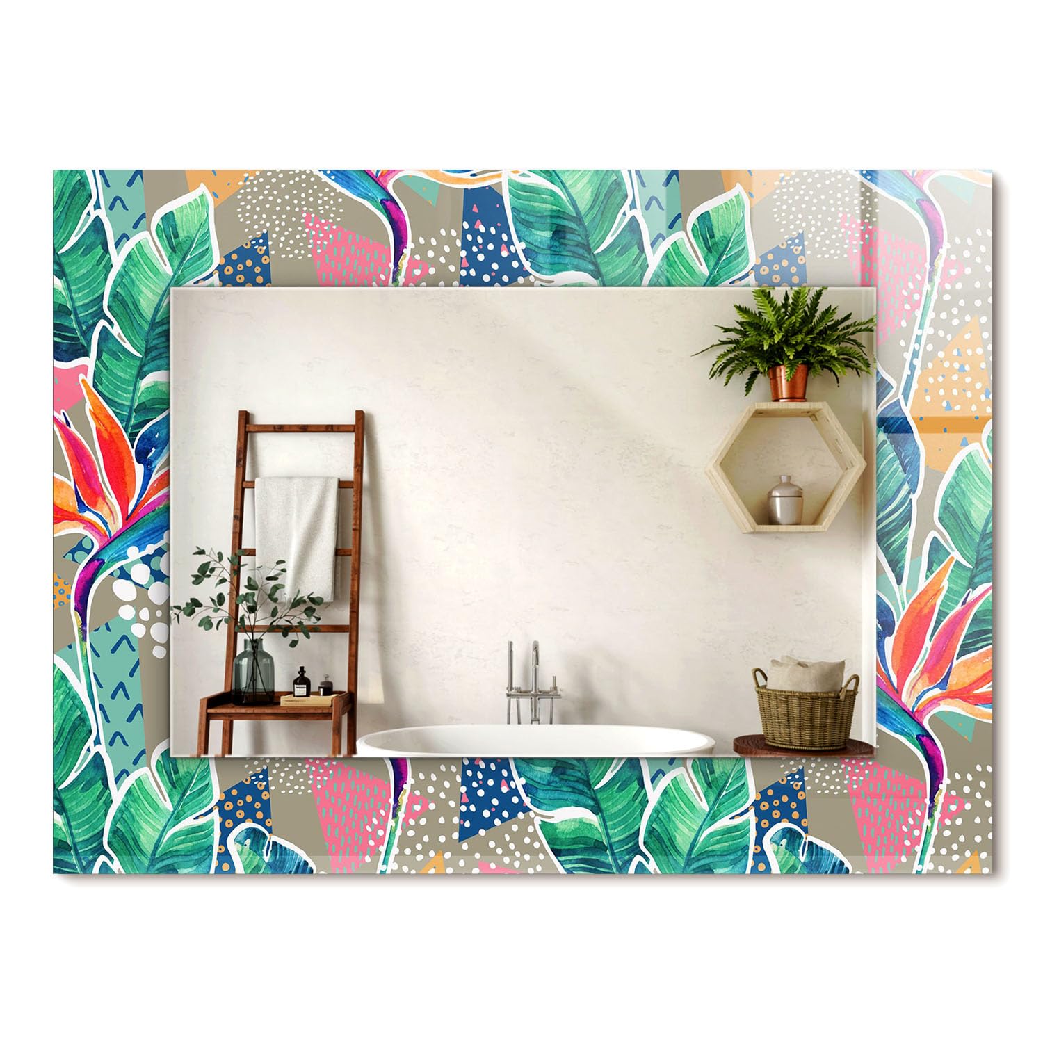 Miroir rectangulaire mural style minimaliste 80x60cm idéal pour entrée et chambre