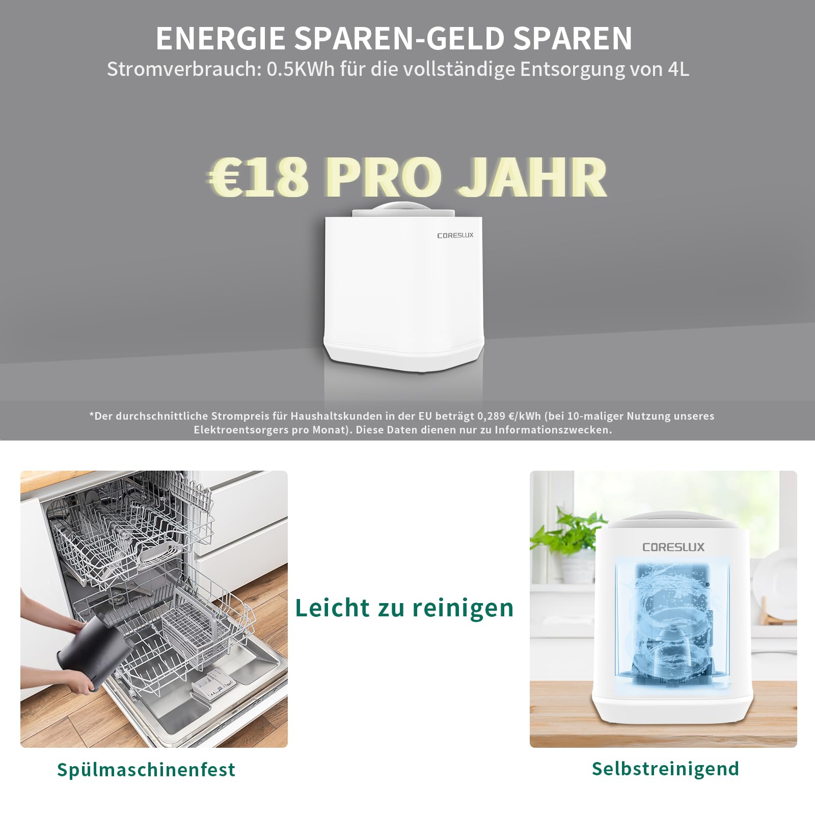 Elektrischer Komposter Küchen, 4L Geruchloser Küchenkomposteimer mit Kohlenstofffilter, 3 Modi, Selbstreinigend, Wandelt Küchenabfälle in Dünger, Geräuscharmer küchenkomposter