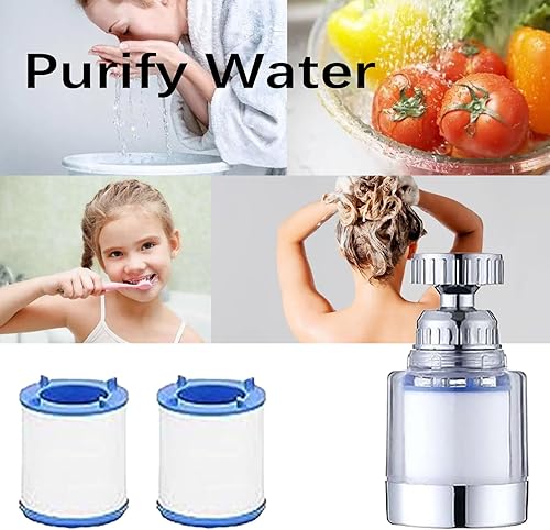 Miniatura 5 de Filtro de grifo de baño giratorio de 360 con 2 elementos de filtro, elimina metales pesados y filtro de grifo de agua para fregadero de agua dura
