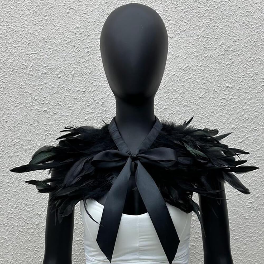 URFEDA Châle Étole en Plumes Femmes Plume Haussement Châle