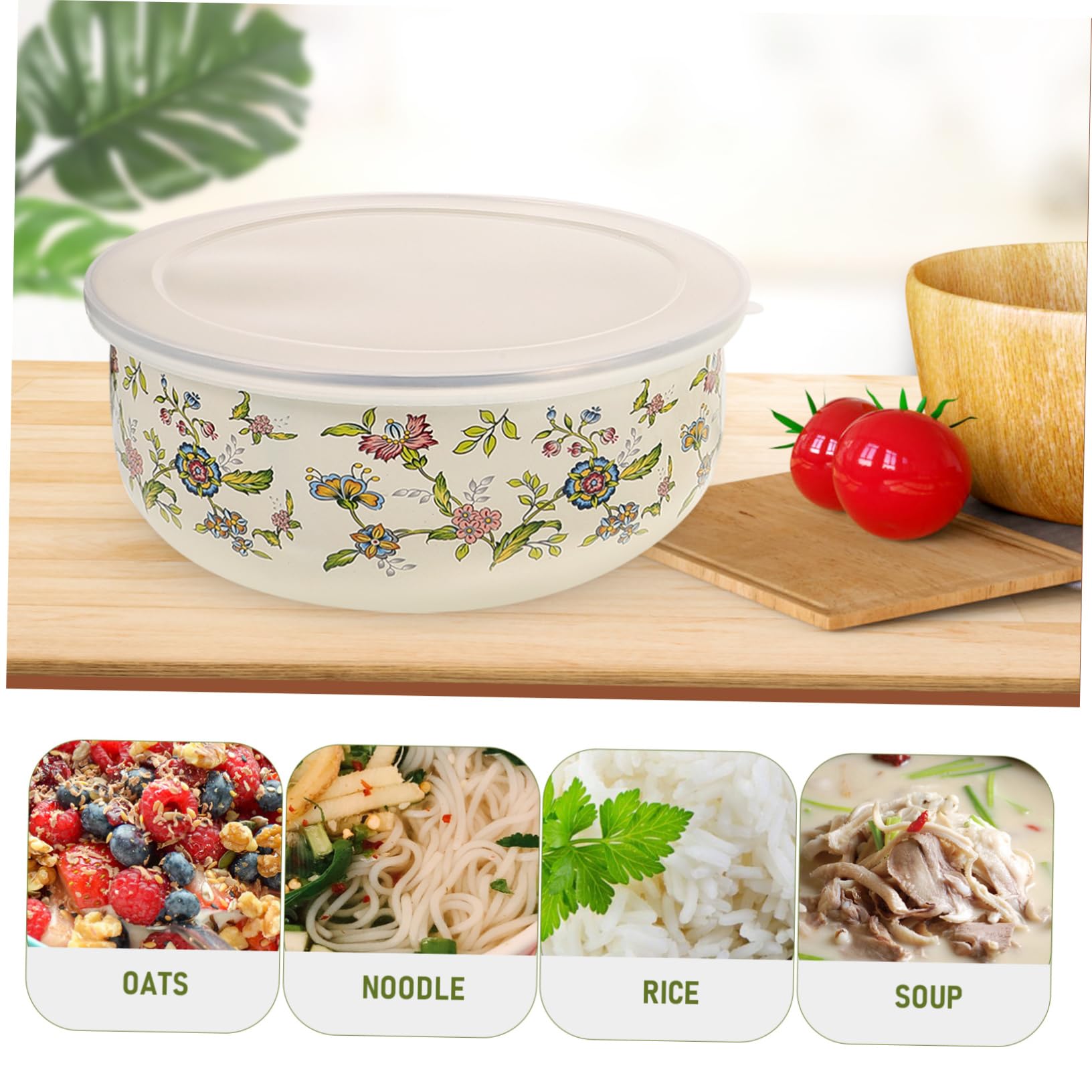 Emaille Schüssel Set 5Er Mit Deckel – Stapelbare Rührschüsseln Für Küche Und Kühlschrank Frischhaltende Aufbewahrungsschalen Für Salat Obst Und Lebensmittel 3.94X3.94X1.97In