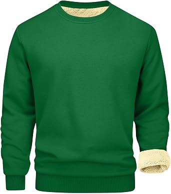 Generisch Warm Comfortable Crew Neck Sweatshirt Thick Wool Underlay for Men (Green, XL)