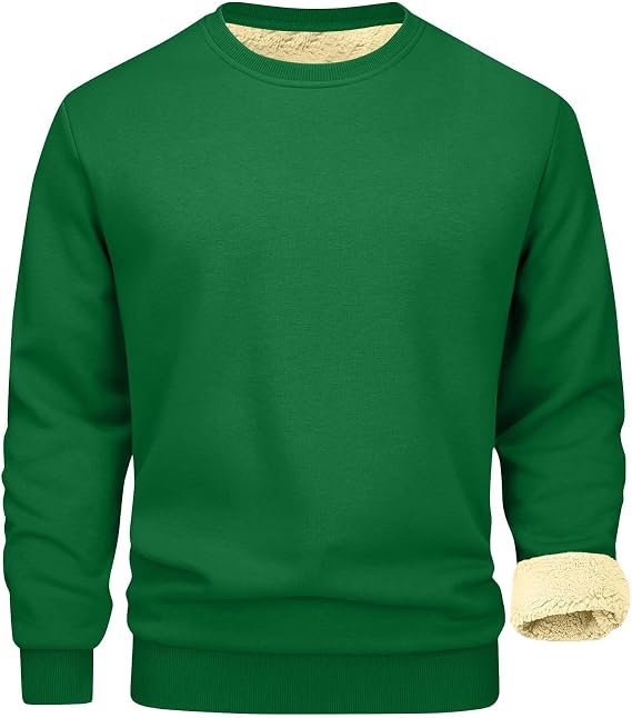 Generisch Warm Comfortable Crew Neck Sweatshirt Thick Wool Underlay for Men (Green, XL)