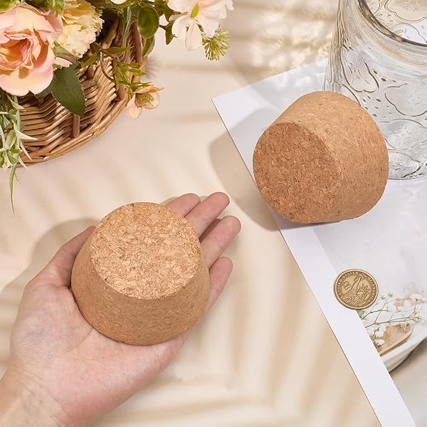 OLYCRAFT 2pcs bouchon Conique en Liège de 6~8cm pour Bocaux de Conserve en Bois Bouchon Liege Bouteille Réutilisable Bouchons en Liège Naturel pour la Cuisine les Cadeaux de Mariage - 3