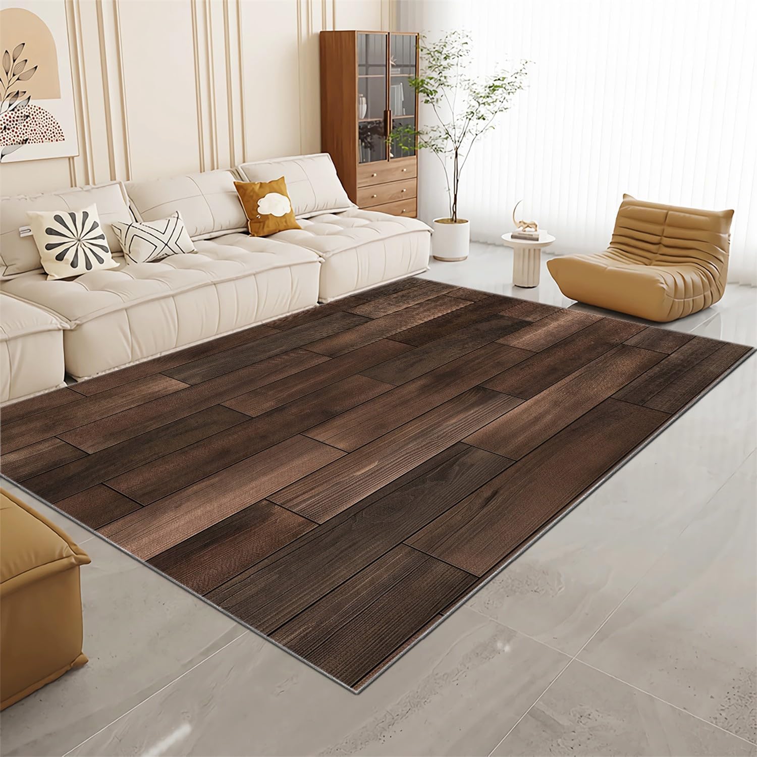 Area Rugs Minimalist Wooden Floor Home Decor Area Rugs 4 x 6 ft Made of