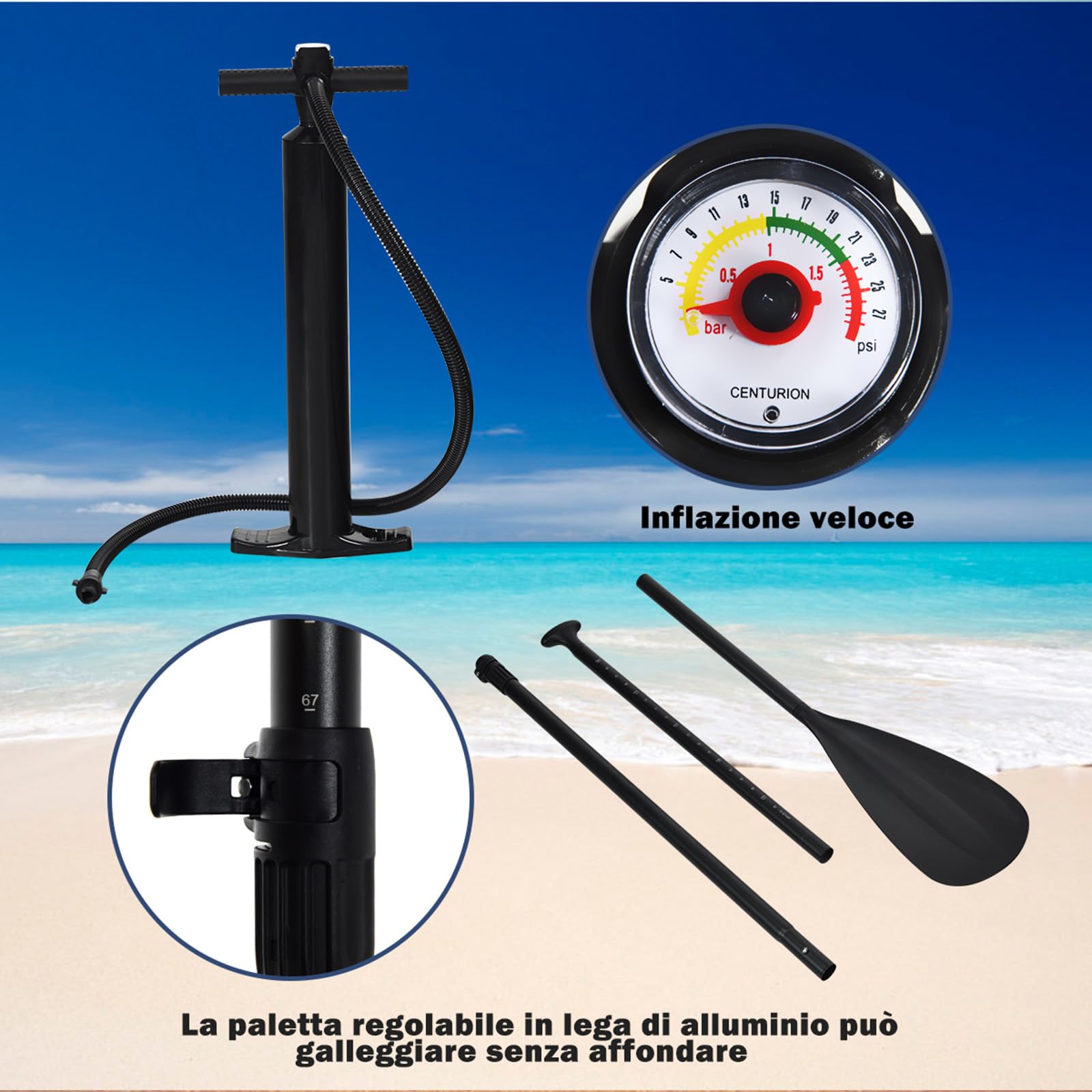COSTWAY SUP Stand Up Paddle Board Tavola da SUP Gonfiabile con Borsa e Pinne