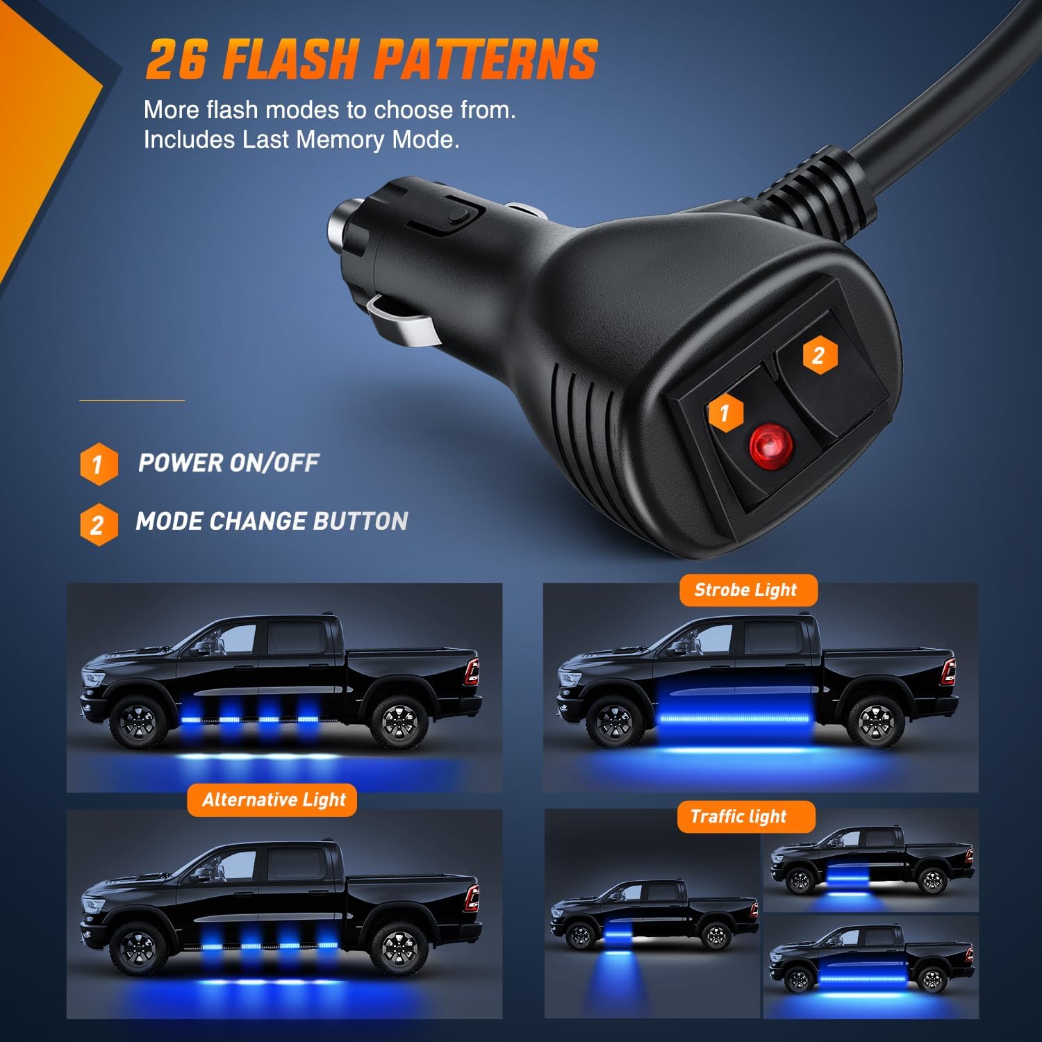 Nilight 2PCS 70 Inch Emergency Strobe Light Strip 1125 LED Running Board Lights Blue Flexible Side Flashing Warning Caution Safety Waterproof for Truck Construction Vehicles Pickup