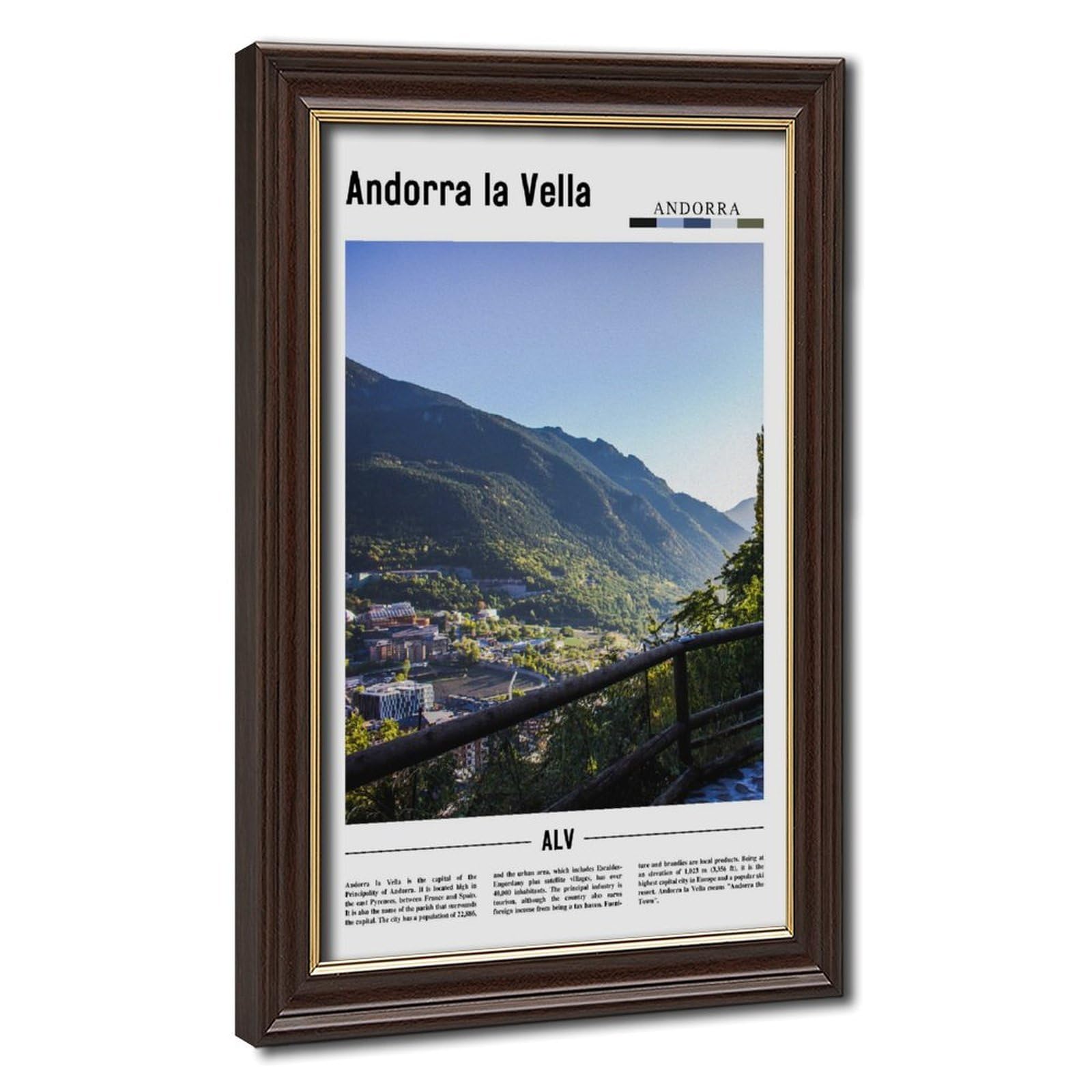 Wcyb Mokume Gane Frame Andorra La Vella Andorra Scenery Travel Prints Posters Canvas Deco Paintings Wall Art For Office Hangable Frame 8" L X 12" W
