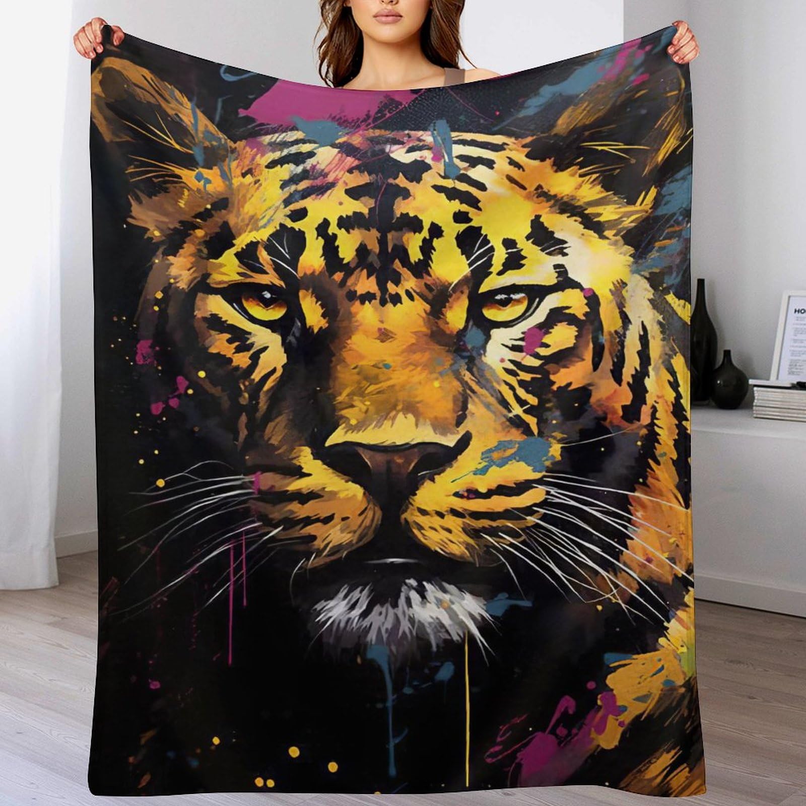 Couverture flanelle tigre haut de gamme douce et résistante toutes saisons