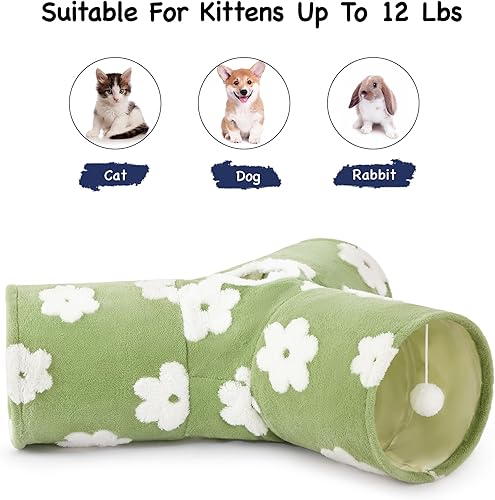 Vista 76 de Tempcore - Túnel para gatos con forma de tubo plegable de 3 vías, para interiores, juguete con forma de bola para mirar, para gato, cachorro, Moneda
