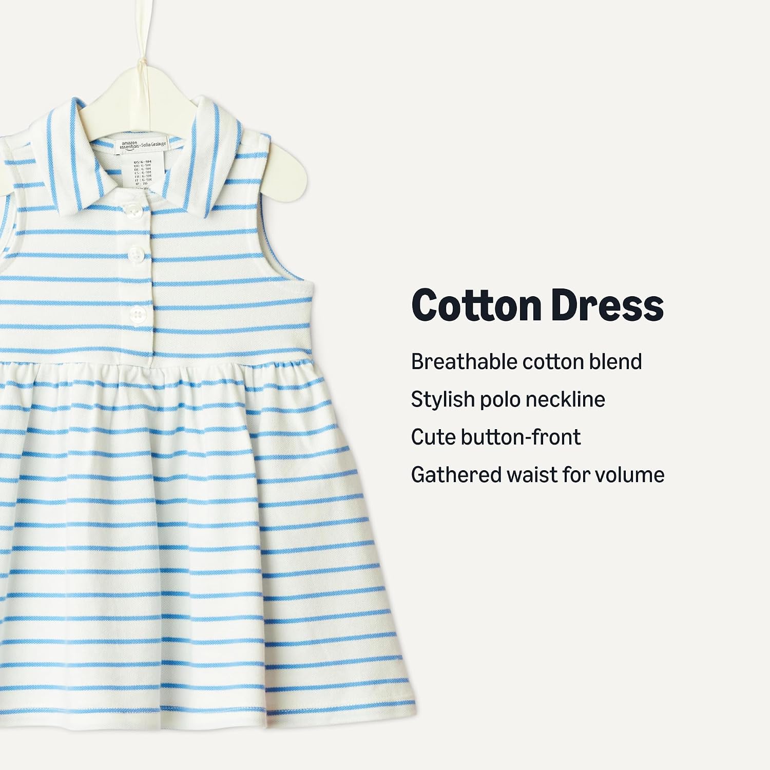 Amazon Essentials x Sofia Grainge Toddlers and Baby Girls' Cotton Pique Sleeveless Dress