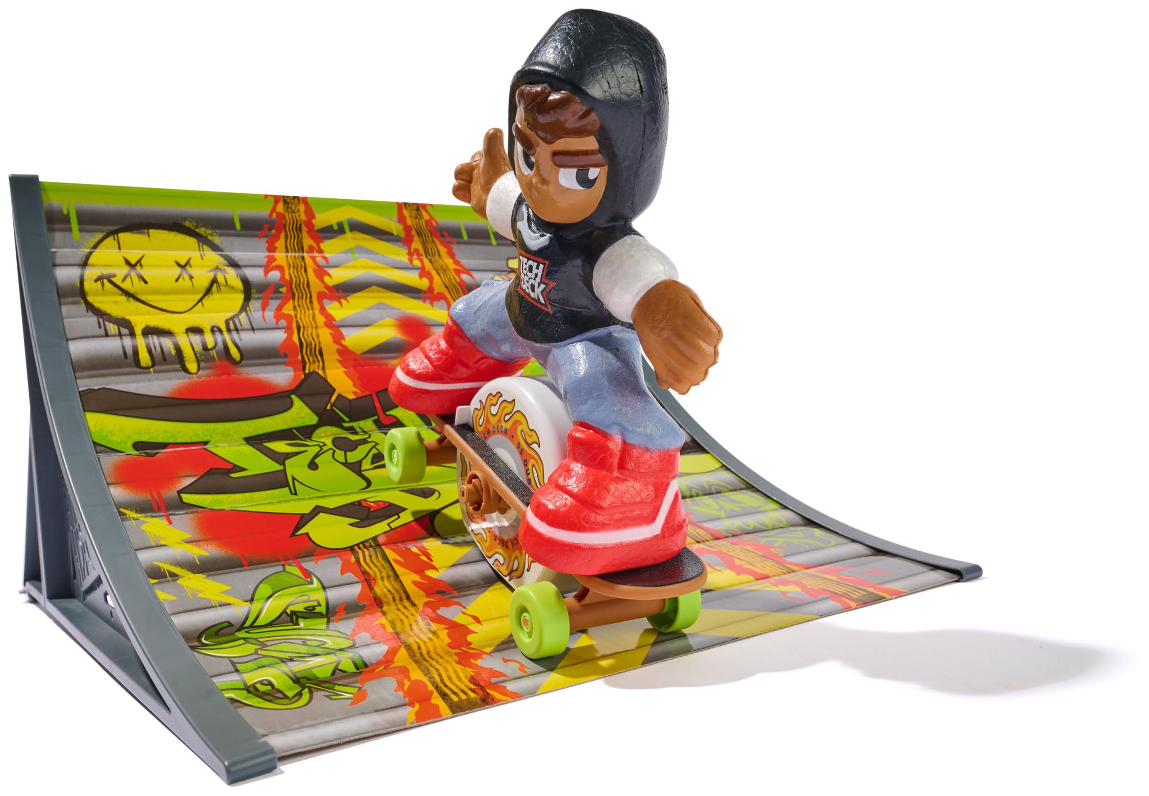 Tech Deck Shred N' Blast Sk8board, zmotoryzowana deskorolka z jeźdźcem i rampą do szybkich trików i wysokich skoków, zabawki dla dzieci dla chłopców i dziewczynek w wieku od 6 lat, wymagane baterie