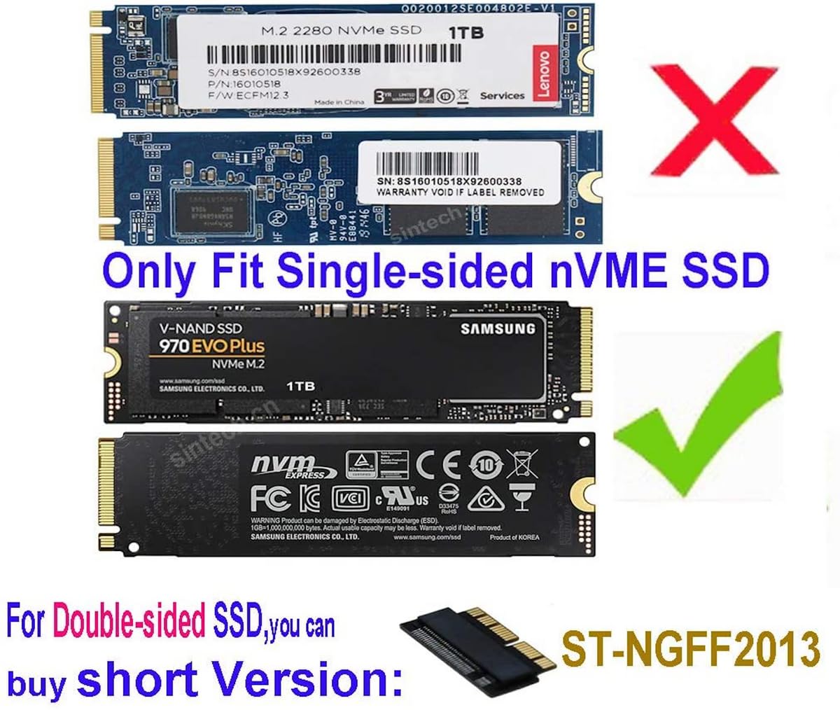 Sintech M.2 nVME SSD Adapter Card Upgrade Kits,Compatible for MacBook Air(2013-2017 Year) and MacBook PRO?Late 2013-2015 Year,iMac