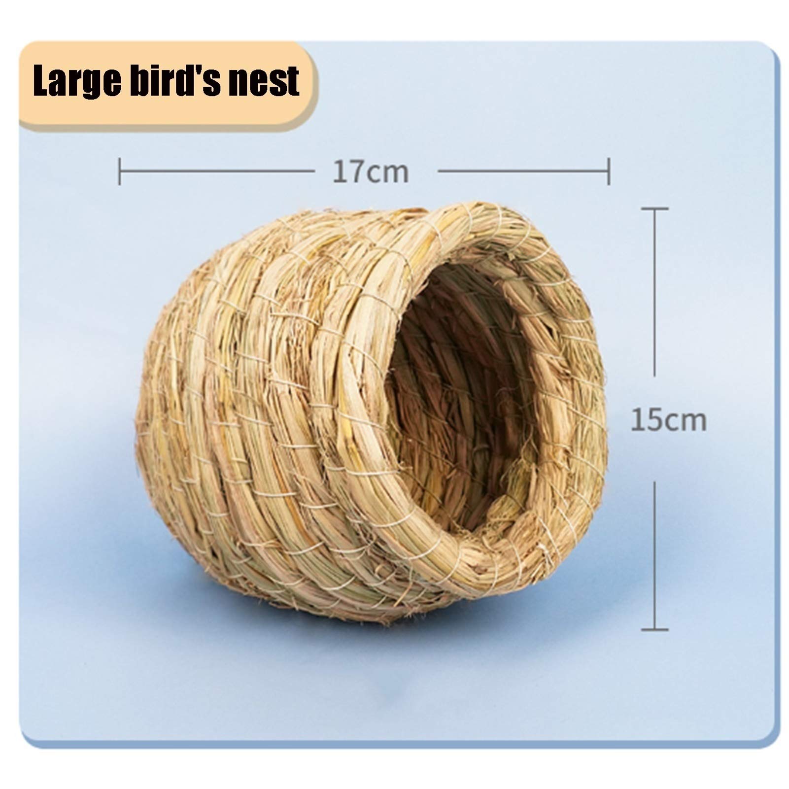 Nidi per Uccelli Nido di Uccello da Giardino Intrecciato a Mano, Paglia Naturale Puro, Birdhouse Comodo, Birdhouse Comodo, Posa di riposa e Allevamento di Uccelli, 12x11cm, 17x15cm (Size : Large)