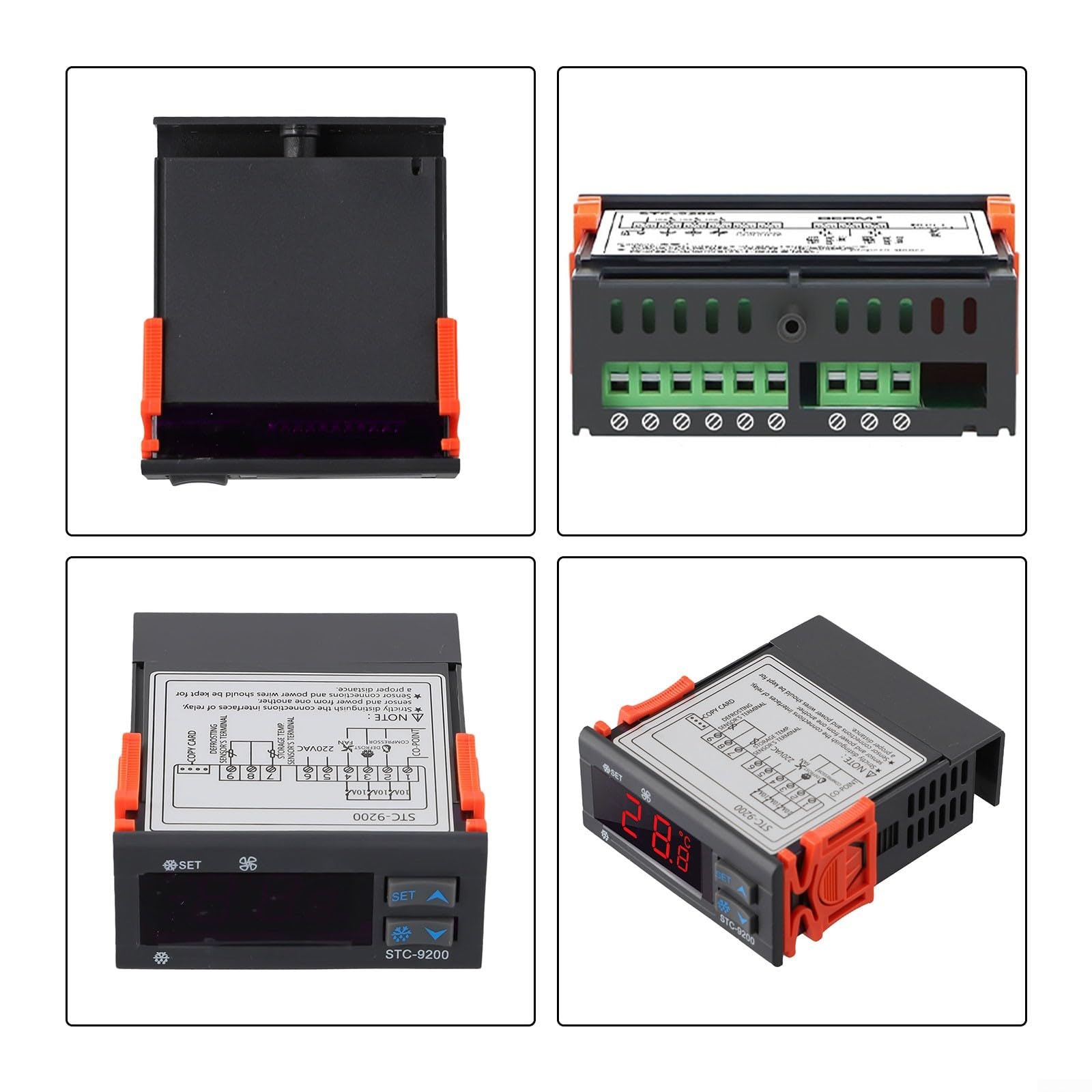 STC 9200 Termostato electrónico, controlador de ventilador de descongelación de refrigeración, gestión de almacenamiento en frío, funcionamiento del congelador, medición de temperatura