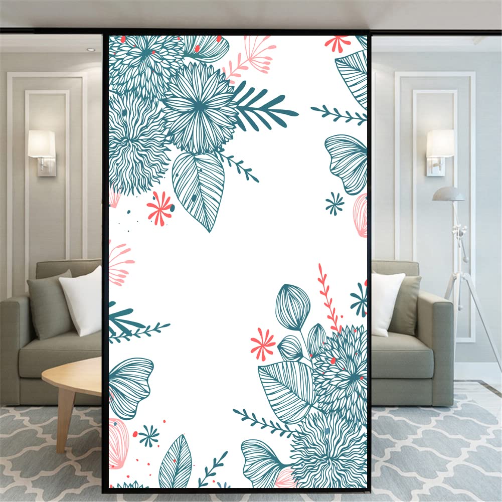 Folie okienne Prywatność folia okienna liście roślin wzór szkło dekoracyjne obejmujące bez kleju statyczne przyleganie matowe naklejki na okna do wystroju domu (Color : 70x100cm)