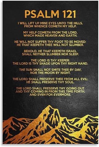 AIDEMEI Lienzo decorativo para pared, fuente dorada sobre fondo negro, Salmo 91, decoración abstracta moderna, pintura al óleo para dormitorio, sala