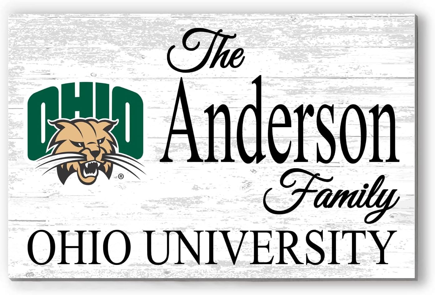Ohio University Name Sign Solid Wood for Ohio Bobcats Family, Fans, Alumni, Students or Graduation