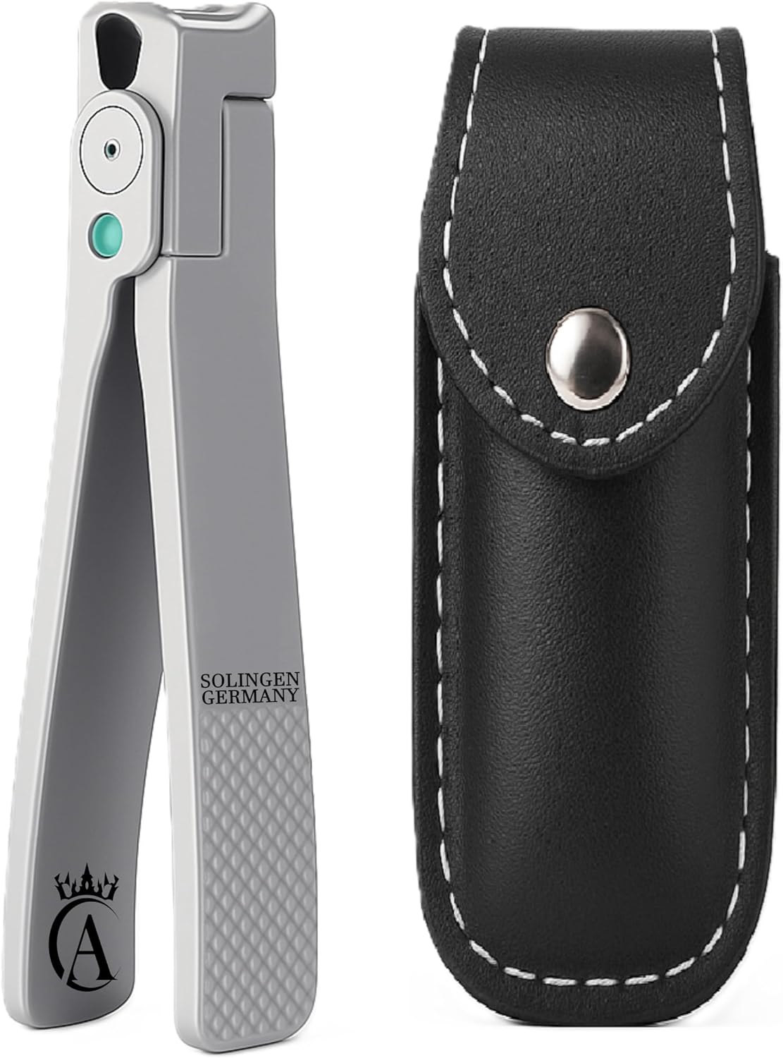Made in Solingen, Germany - Apexay Professional Nail Clipper – Surgical Stainless Steel | Travel-Size Manicure & Pedicure Tool in Genuine Leather Case | Ethically Made in Solingen, Germany. (Grey)