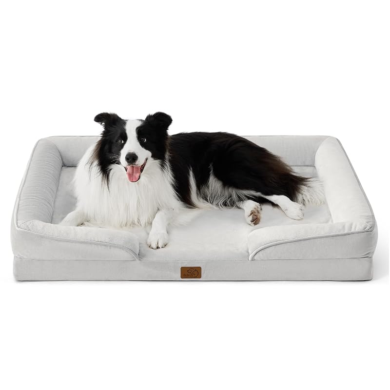 Cama para Cachorro Grande em Espuma de Alta Densidade Bedsure Ether Grey Original Design 88,9 x 63,5 x 16,51 cm
