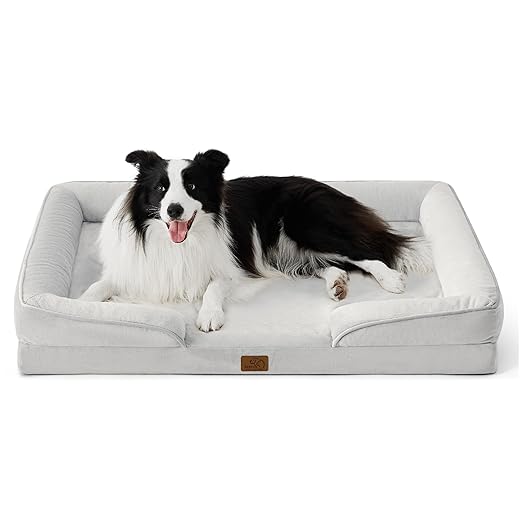 Bedsure Orthopedic Dog Beds Large Sized Dog - Washable Large Dog Cat Bed Waterproof, Comfort Dogs Couch Sofa with Washable Removable Cover, Pet Bed with Nonskid Bottom, Light Grey, 35"