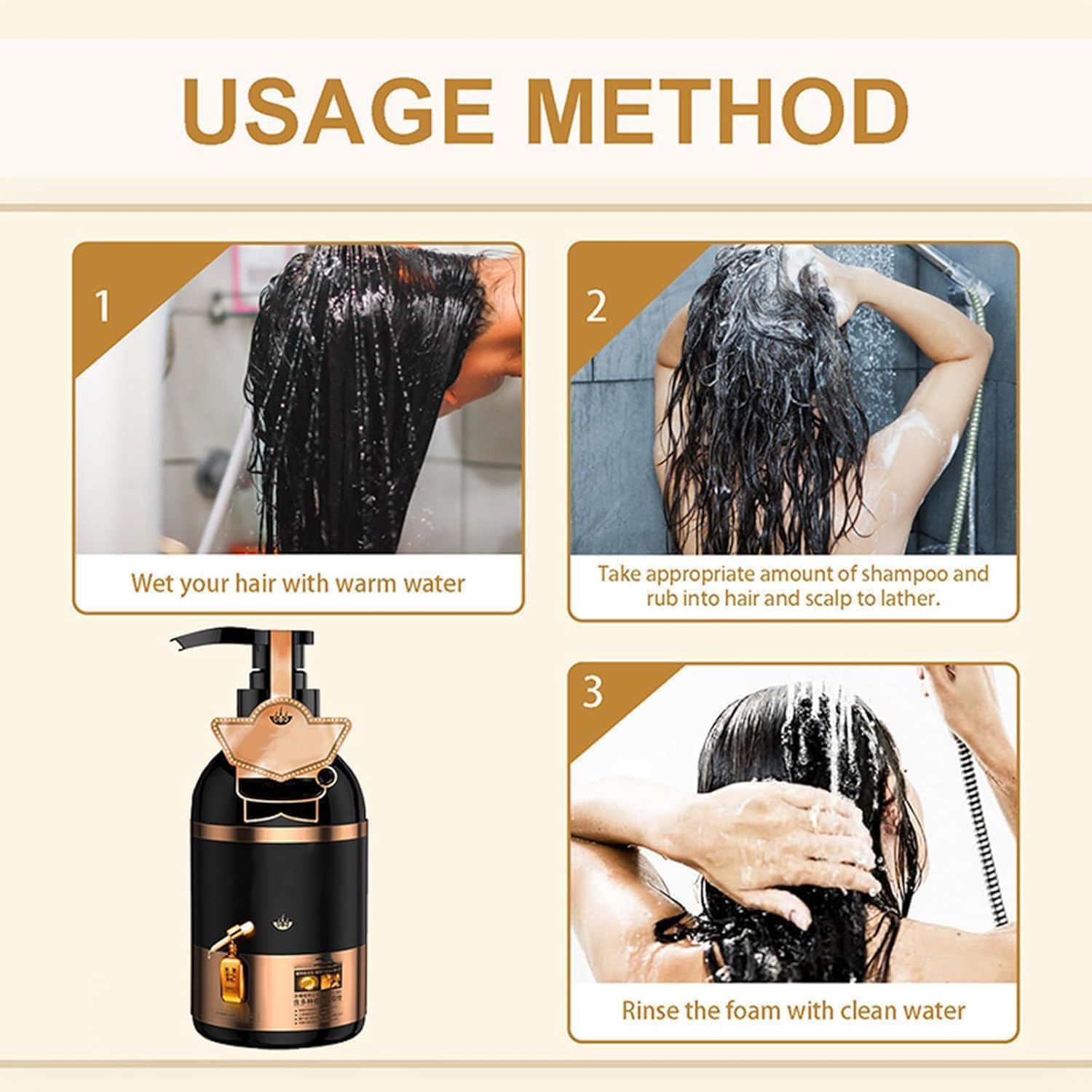 Shampoing anti-perte de cheveux, shampooing japonais au ginseng, shampooing Bai Hei Ke, shampooing volumisant multi-usages, shampooing anti-chute de cheveux à l'extrait de gingembre, formule