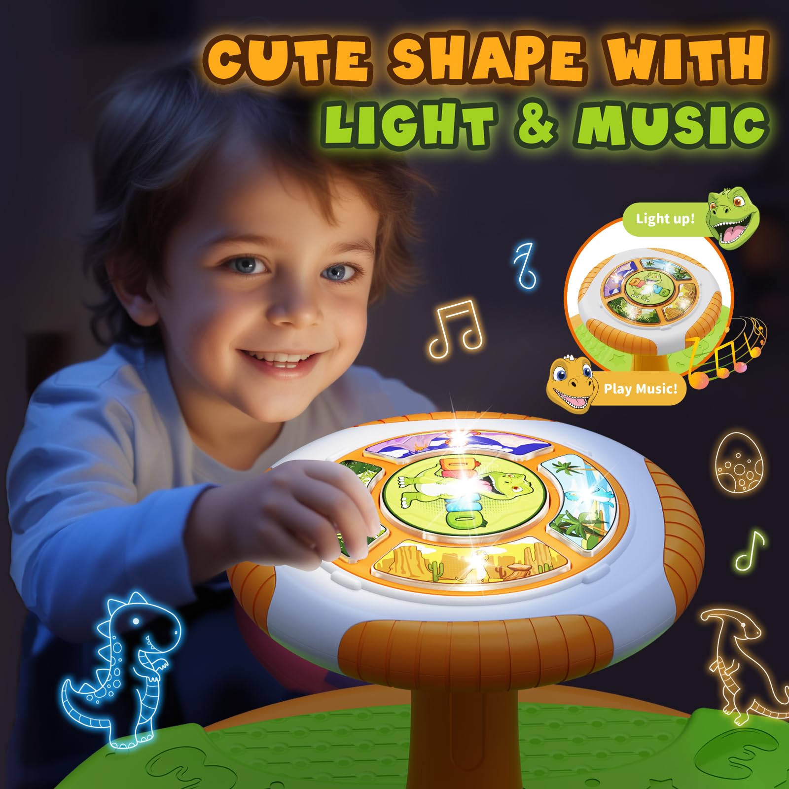 HYES Sit And Spin Carrousel Licorne – Siège Pivotant 360° Avec Lumières LED Et Musique Pour Enfants De 2 à 4 Ans