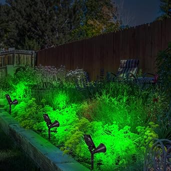 Forlife Green 18 LED Spot Solar Powered Garden Lighting Lamp, Photocell, Spike Sconce, 18W Waterproof Outdoor Solar Lamp Suitable for Tree, Patio, Garage, Pool, Wall And Floor Installation 42CM [Energy Class A]