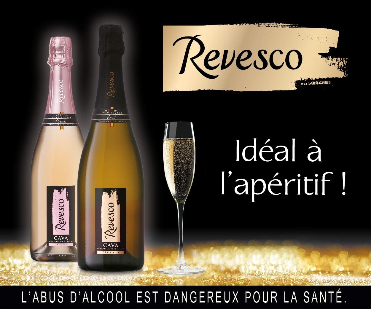 Revesco Brut – Cava Méthode Traditionnelle - Vin d'Espagne - Lot de 6 bouteilles x 75 cl