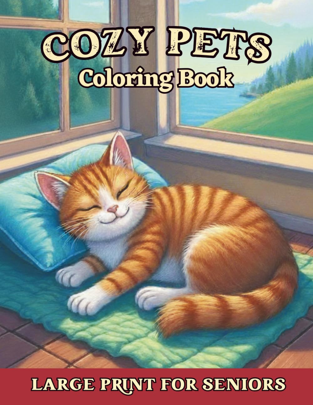 Easy Cozy Pets Coloring Book for Seniors with Dementia, Alzheimer's Disease & Parkinson: Gift for elderly with relaxing large print bold & simple designs
