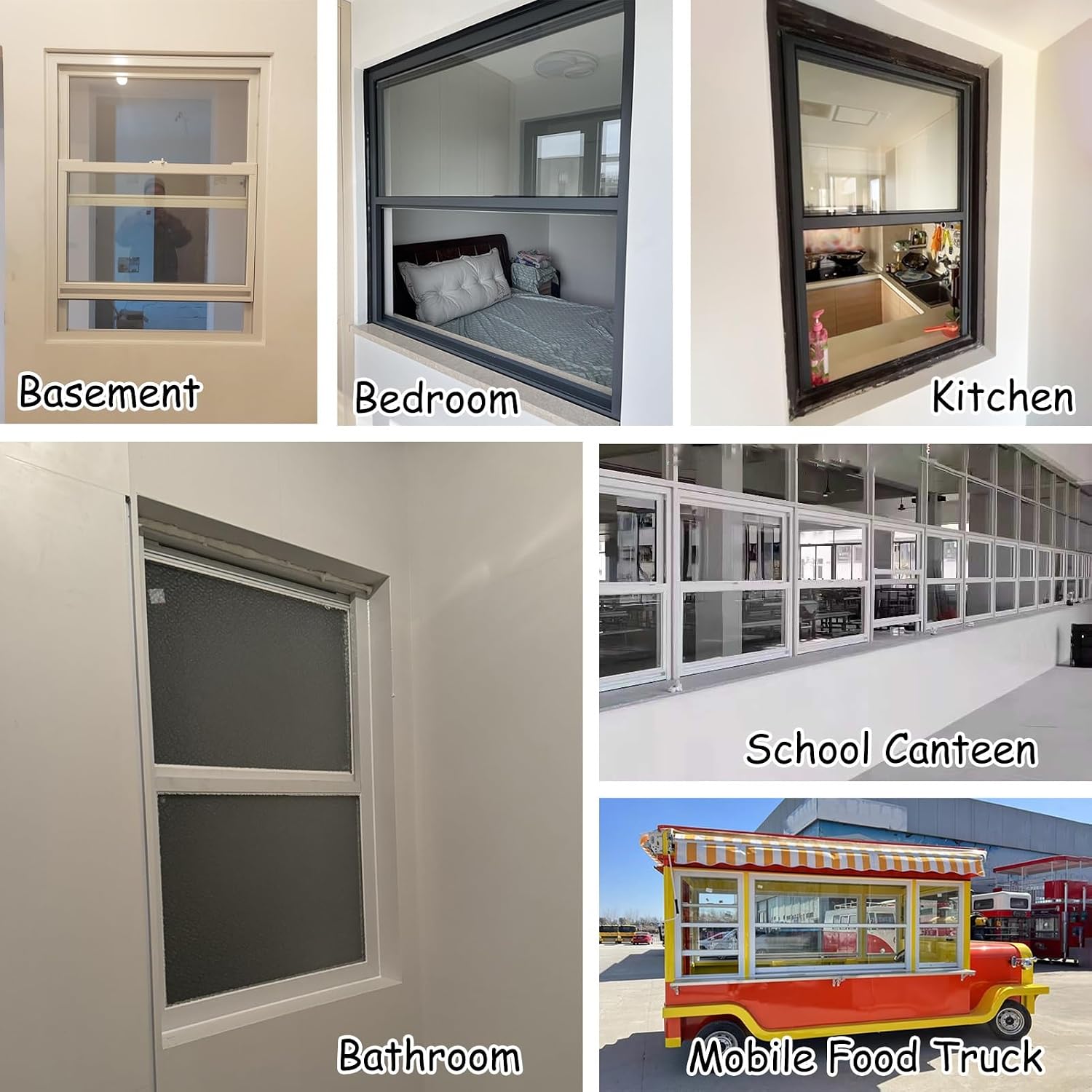 Vibeo Household Aluminum Storm Windows, Up & Down Sliding Windows with Reinforced Glass, Old Houses Replacement Windows 16 24 32 34 36 48 Inch(Gray,14x20in/36x51cm)