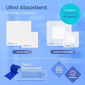 Stop Bleeding Fast – AllaQuix Lite Hemostatic Gauze Pads 2" x 2" – Calcium Alginate Wound Dressing – Sterile, Non-Adherent, High Absorbency – First Aid for Minor Cuts – 20 Count