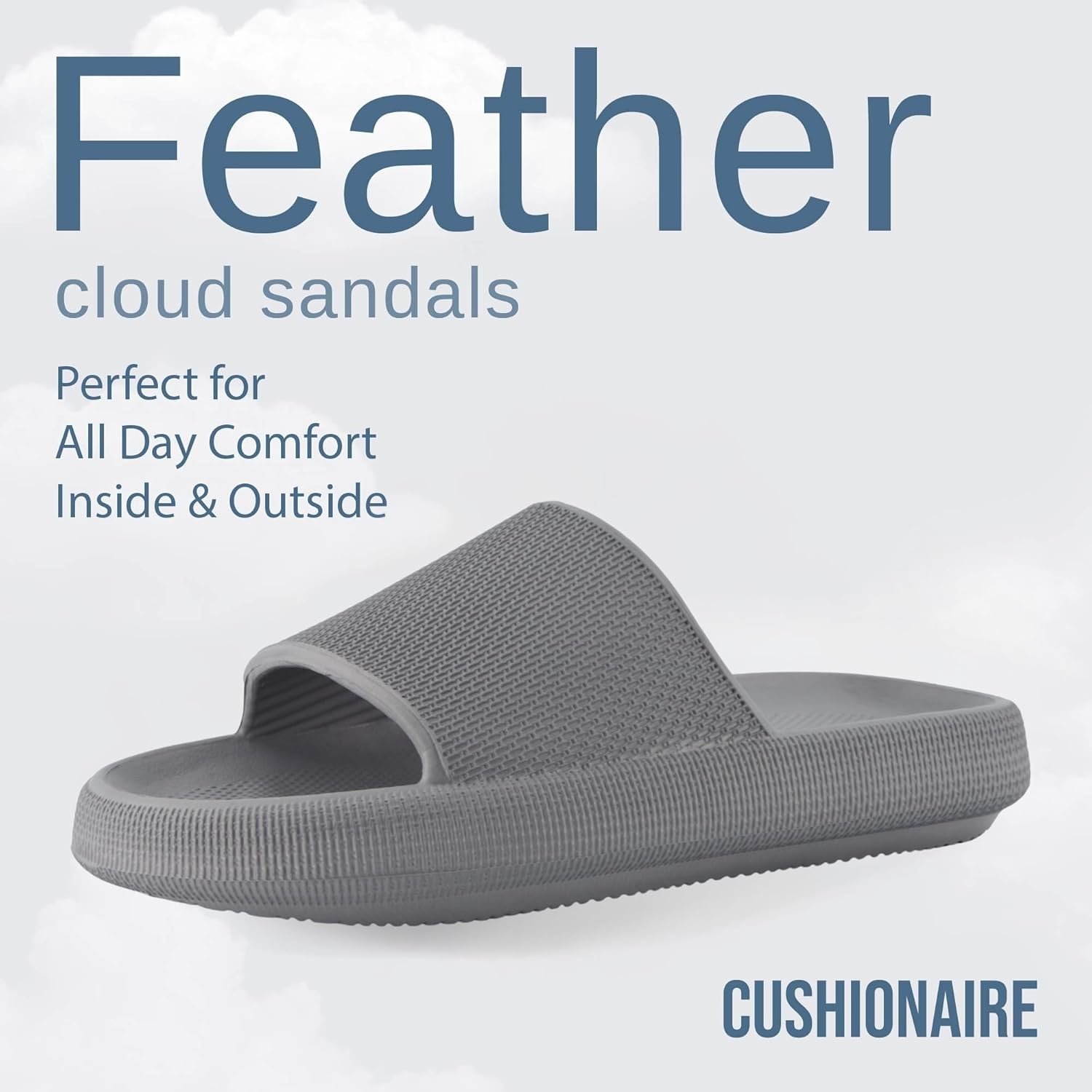 CUSHIONAIRE Feather EVA Mens Sandals – Slip On Recovery Slides, Lightweight Water Shoes for Men - Image 3