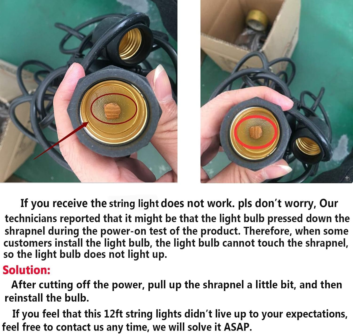 Waterproof Outdoor String Lights - 12Ft Commercial Grade Patio Lights Heavy Duty Light String Hanging Light Fixture with 11W S14 Bulbs for Deckyard Garden Porch Party Decor