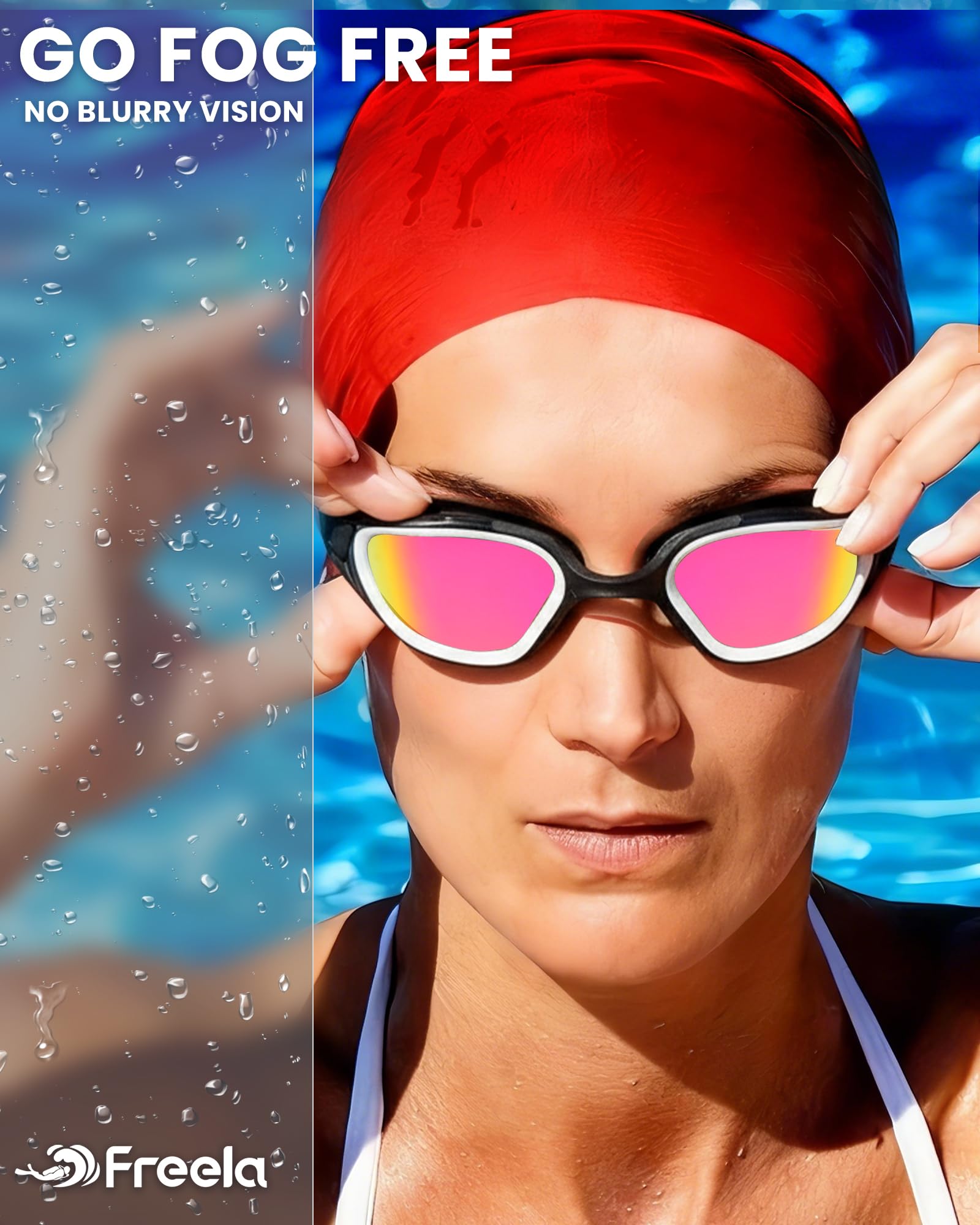 Freela Paquete de 2 gafas de natación para adultos, hombres y mujeres