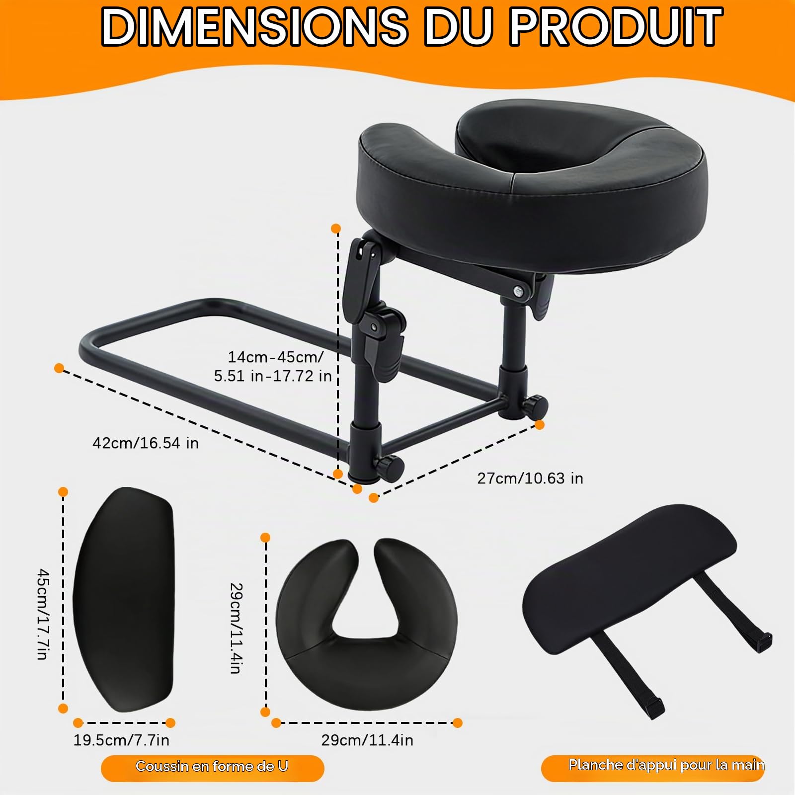 BRGD Appuie-tête de Massage pour Lit, Réglable à 180 ° Berceau D'appui-tête avec Support de Coussin pour Divers Environnements, Notamment Maison, L'école et Centres de Bien-être