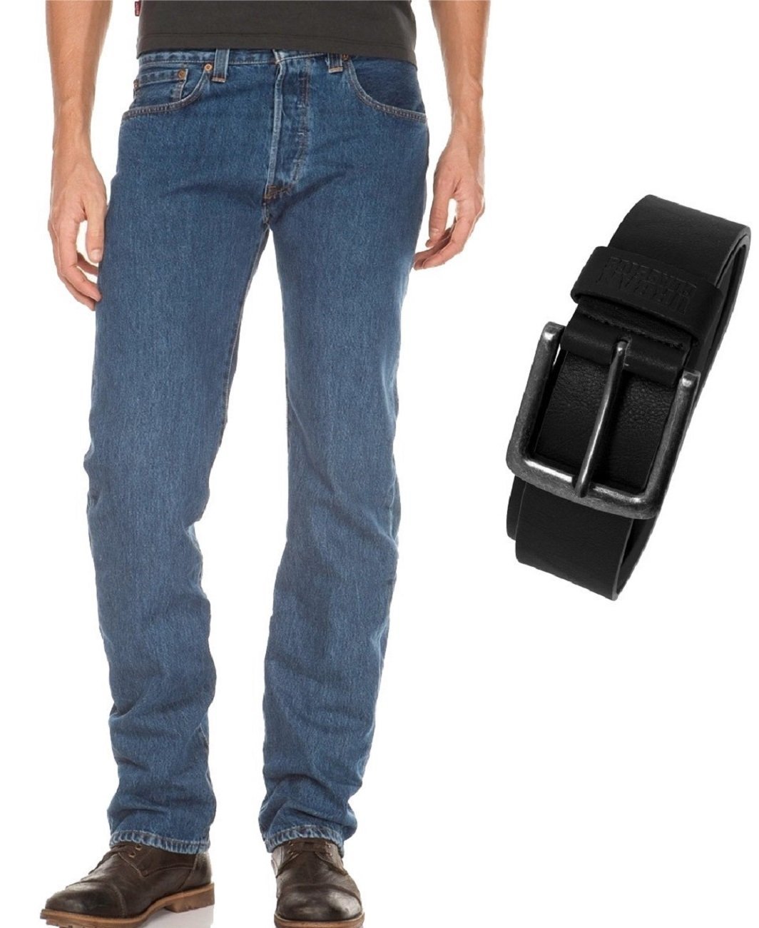 Levi's Men's Stonewashed Black 501 Original Fit Jeans, 40W / 34L