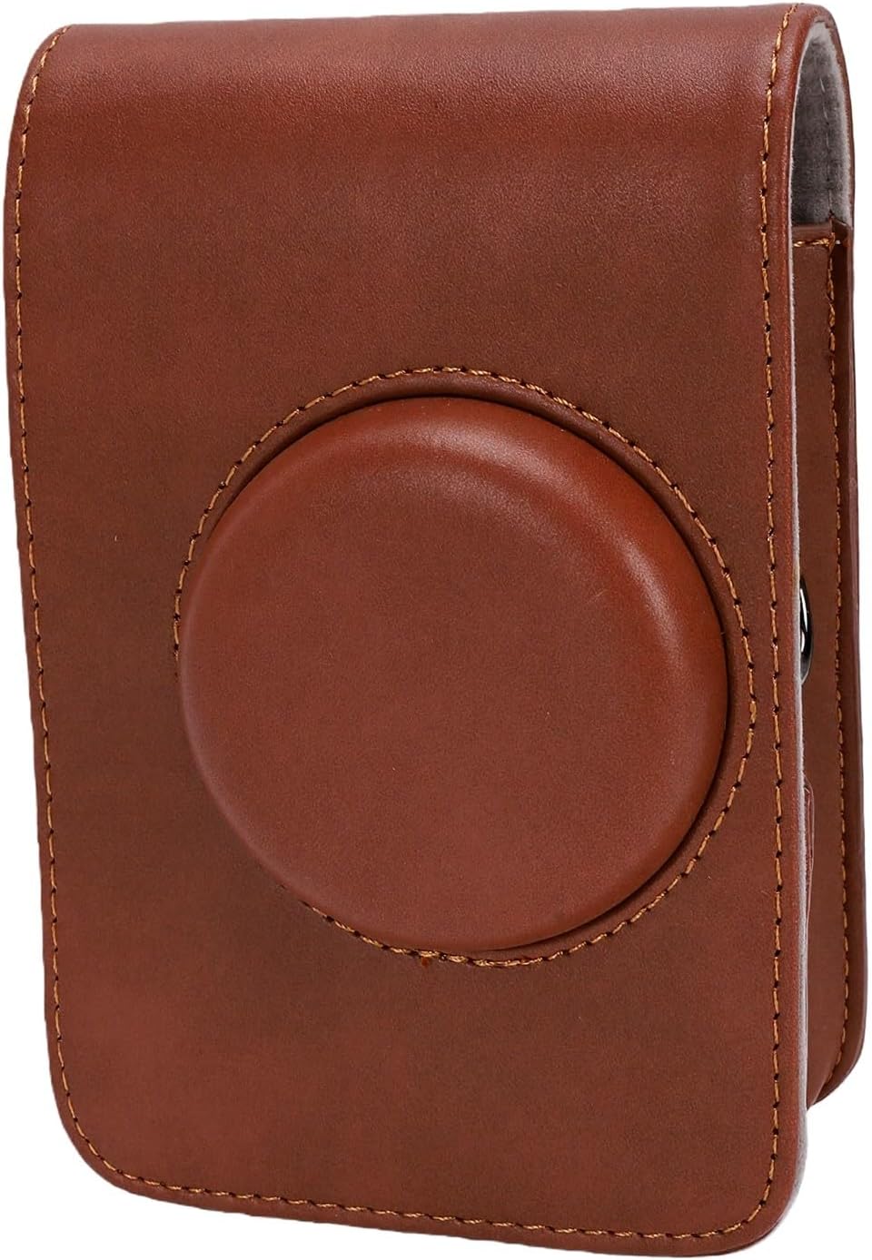 Jiawu Camera Case for Mini Stylish PU Leather Magnetic Flip Cover Adjustable Strap for Travel Accessories (Brown)