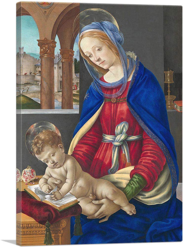 ARTCANVASMadonna And Child 1483 Canvas Art Print Stretched Framed Painting Picture Poster Giclee Wall Decor by Filippo Lippi - 40" x 26" (0.75" Deep)