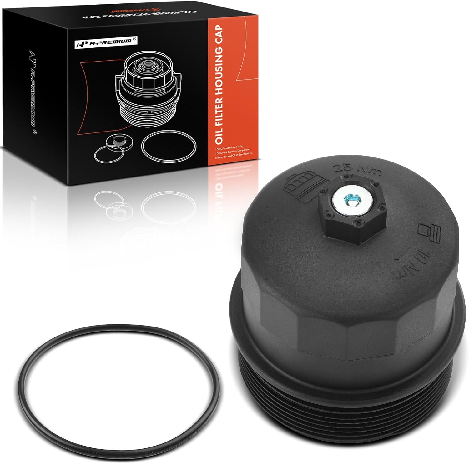 A-Premium Oil Filter Housing Cap Assembly Compatible with BMW X5 2004-2010, 545i 2004-2005, 550i 2006-2010, 745i/745Li 2002-2005, 750i, 750Li, 760i, 760Li, 645Ci, 650i, Alpina B7, Replace# 11427521353
