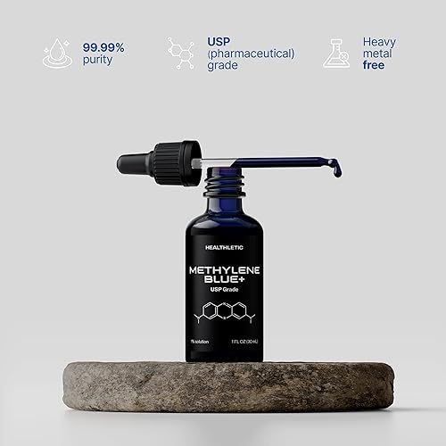 Miniatura 2 de Solución de grado USP azul de metileno al 1%, cloruro de metiltioninio líquido con gotero, sin formaldehído, azul de metilo para humanos, función