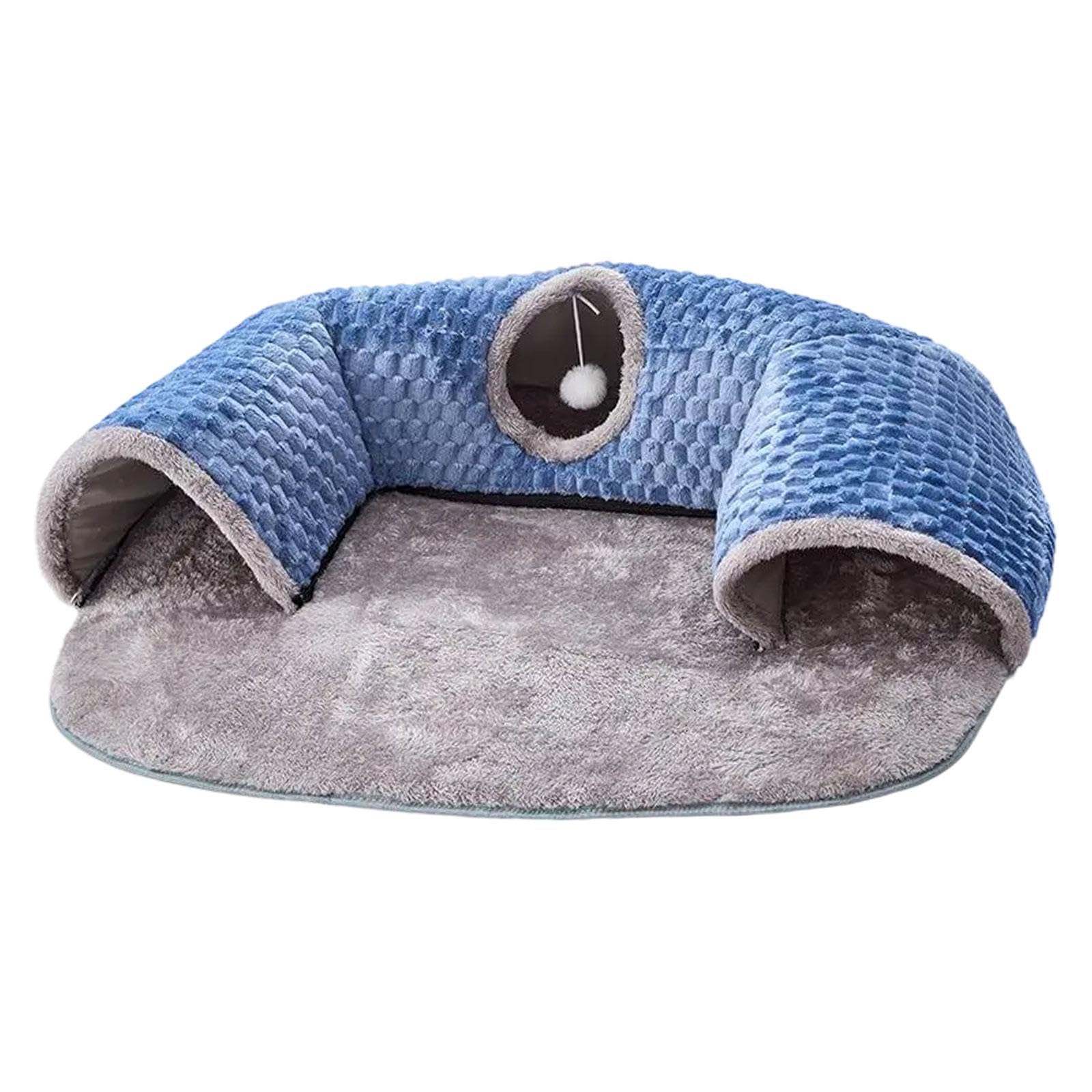 Sharplace Tunnel per Gatti con Tappeto E Spazio di Gioco per Animali, Blue L