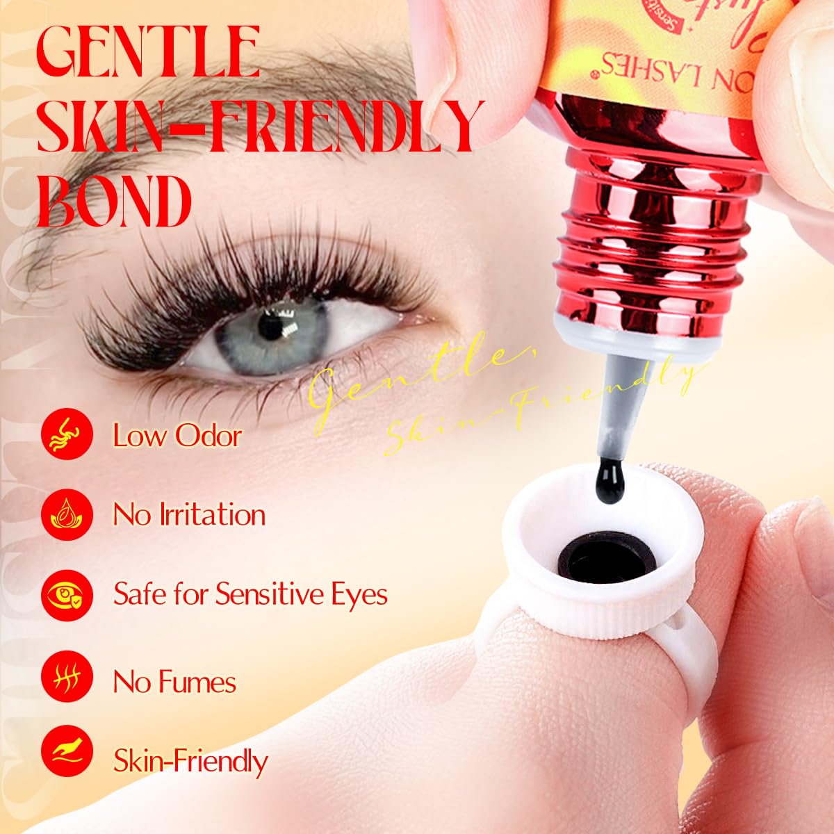 Sensitive Lash Cluster Glue Strong Hold Long Lasting 3-4 Weeks Waterproof Semi-Permanent Eyelash Extension Adhesive Open Eyes for Beginners or Professional Use (3ml)